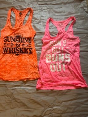 Racerback Tank - "Suns Out Buns Out" pink orange sunshine & whiskey bundle. SM